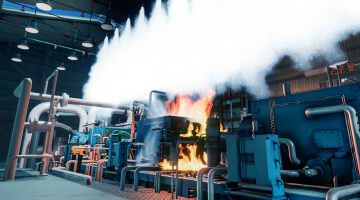fire being extinguished in compressor house